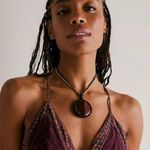 Free People NEW WITH TAGS  Crochet Brandy Pendant Necklace~Brown/Blk/Antique Gold Photo 0