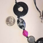 Elegant Black and Pink Boho Beaded Necklace Photo 2