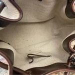 Dooney & Bourke DOONEY BOURKE Vintage Cream and Brown Leather Trim Bucket Bag Photo 8