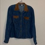 Denim Jacket with Faux suede leather Brown Accents Blue Size M Photo 1