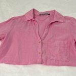 ZARA  Pink Long Sleeve Notched Collar Blouse Photo 3
