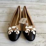 Madewell NWT J. Crew Sz 6.5 Cap Toe Bow Ballet Flats Shoes in Nude Black BT268 Photo 3