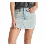 American Eagle Womens 4 Denim Mini Skirt Light Wash Distressed Hem Button Fly Photo 11