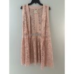 Vocal Vest Womens XL Pink Open Cardigan Lace Suede Coquette Whimsy Sheer Photo 14
