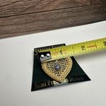 Blue Scarab Semi Stone Stone Heart Brooch Pin Gold Tone NWT Photo 6