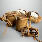 Alohas Kahlo Suede Ankle Tie Heeled Sandal in Camel Brown Size 5 Photo 2