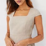 Ann Taylor NWT Linen Blend Square Neck Faux Wrap Sheath Dress - Size 2 Petite Photo 2