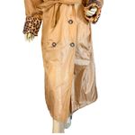 VINTAGE 1980'S ATLANTIC BEACH TAN W/ANIMAL PRINT SILK TRENCH JACKET (1X) Photo 8