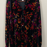 Coldwater Creek  Floral Velvet Button Down Tunic Shirt Size Large Photo 0