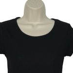 Blue B Ribbed Scoop Neck Rhinestone Fringe Cropped Top Women XS Short Sleeve New Black Photo 3