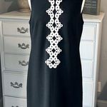 J Howard Black Shift Dress White Embroidered Lace Womens Holiday Party Office 12 Photo 0