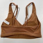 Aerie New Offline Ribbed Plunge Double Strap Mesh Back Sports Bra Brown Size Small Photo 8