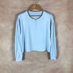 Jenni  Ribbed Henley Pajama Top, Pale Blue NWT Medium Photo 1