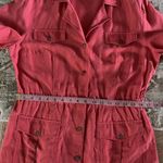 Talbots Linen Blend Shirt-Dress With Pockets Short Sleeve Red Rustic M-L Photo 6