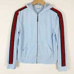 St. John  Sport Velvet Track Red Stripe Front Zip Blue Jacket Photo 0