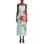 Farm Rio NWT  Blue Anthurium Sequin Slip Maxi Dress Aqua Multi Size L Photo 2