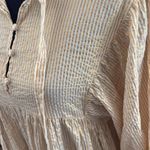 Jen's Pirate Booty Jen’s Pirate Booty Cream & Gold Metallic Stripe Side Slit Kaftan Maxi Dress Photo 2