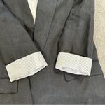 ZARA Women’s Linen Blazer Open Front Striped Rolled Sleeve Academia in Black S Photo 8