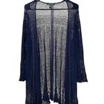 Ralph Lauren  Women's Cardigan Blue Linen Tie Front Crochet Long Sleeve Tunic 1X Photo 0