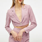 NWT Nana Jacqueline‎ Stella Cropped Blazer Diamond Crystal Single Button Purple Size M Photo 0