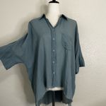 Free People  Best of Me Blue Button Down Hi-Low Hem Shirt, Size XS Photo 1
