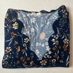 Nine Britton Women's XL Navy Floral Scalloped V-Neck Short Sleeve Dress Cottage Photo 3