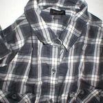 True Religion New Womens Designer M Plaid Top Logo Black Gray White NWT Long Photo 0