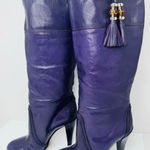 Gucci Vintage Purple Slouch Leather Knee-High Boots w/ Tassel Women’s Size EU 36 Photo 0
