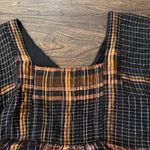 Free People  Barcelona Plaid Mini Dress S Black Copper Shimmer Swing Trapeze Photo 4