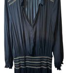 William B  Women's Black Polyester Long Sleeve V-Neck Ruffle Midi Dress Size M Photo 2