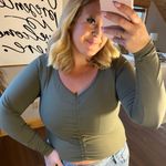 All In Motion Women's Flex Shirred Cropped Long Sleeve T-Shirt - Moss Green Photo 1