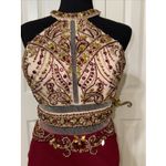 Dancing Queen  Women's Long Maxi Dress Lined Solid Sleeveless‎ Lace Beaded Prom-S Photo 4