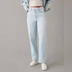 American Eagle  Highest Rise Baggy Straight Jeans in Light Wash Size 2 X-Short Photo 7