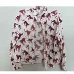 ASOS  Cheetah Button Up Shirt 6 White Pink Long Sleeve Baddie Indie Sleaze E-Girl Photo 2