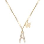 Letter A Butterfly Initial Necklace Gold Photo 0