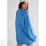 Free People NEW  Isla Cable Knit Oversized Sweater, Marine Blue Size L Photo 4