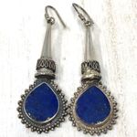 Lapis lazuli, 925 stamped vintage earrings Photo 1