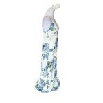 Thirty Thirty Babydoll Maxi Slip Dress Lace Trim Blue Floral Print Womens Medium White Photo 3