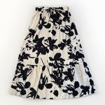 SheIn Maxi Skirt Cream Black Floral Tiered Elastic Waist Tie Belt Size Large Photo 0