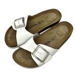 Project clouds Ibiza Sandals Leather Slides White Comfort Coastal Grandma shoes Size 8 Photo 3