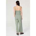 Pistola Green Cotton Blend Cinched Waist Square Neckline Adela Jumpsuit Size M Photo 2