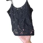 Free People Tryse Black Lace Spaghetti Straps Cropped Camisole Top M Photo 1