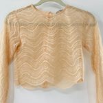 ZARA NEW  Beige Wavy Lace Scallop Hem Sheer Knit Long Sleeve Crop Top Small Y2K Photo 10
