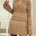TheOpen Product Pointelle Crochet Knit Wide Sleeve Sweater in Beige Size 1 $175 Photo 0