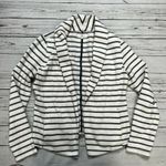 Lou & grey LOFT Striped Open Front Blazer Draped White Gray Small S Photo 0