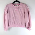 Topshop Womens Cropped Sweatshirt Puff Sleeve Crew Neck Pullover Pink Size 0-2 Photo 0