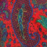 Vintage Shapely Knits Skirt Burgundy Red Blue Purple Paisley Print Pleated Midi Size M Photo 6