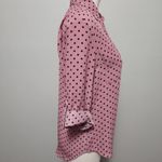 Iz Byer mauve black polka dot roll tab button down size small Photo 3