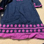 Boden blue linen polka dot embroidred mini dress 4P Purple Photo 4