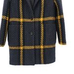 Donna Karan  New York Textured Plaid Wool Blend Blue Black Coat Jacket XS Photo 2
